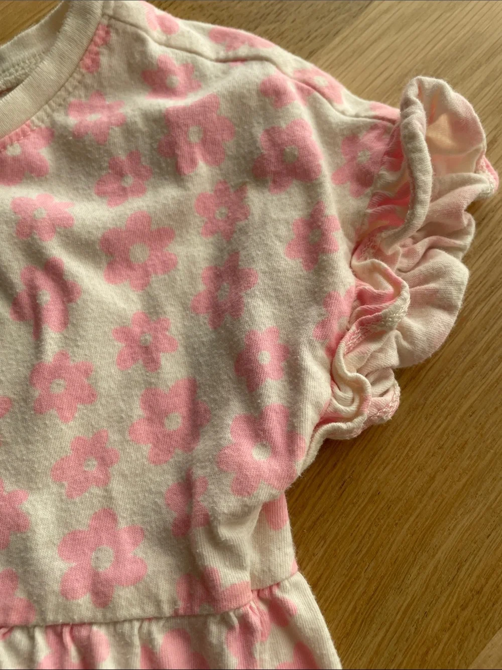 Old Navy White and Pink Floral Ruffle Sleeve Dress